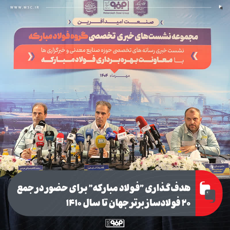 هدف‌گذاری "فولاد مبارکه" برای حضور در جمع ۲۰ فولادساز برتر جهان تا سال ۱۴۱۰