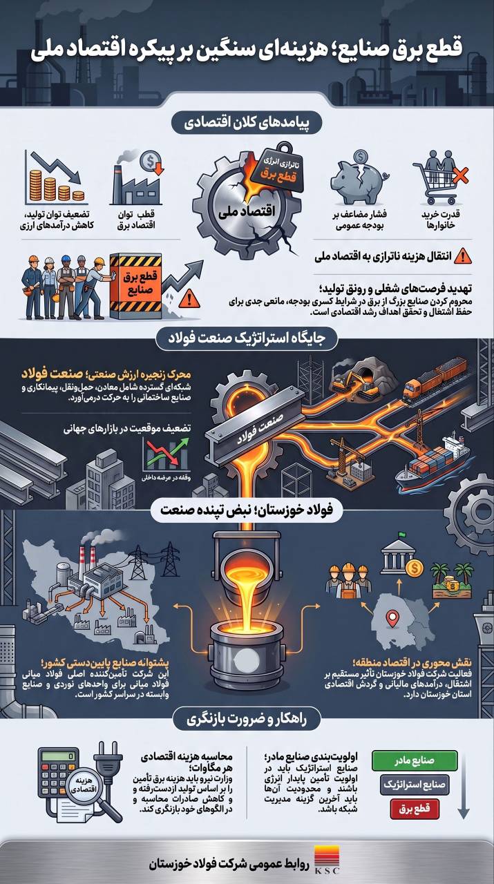 فولاد خوزستان/ قطع برق صنعت؛ تصمیمی با هزینه ملی